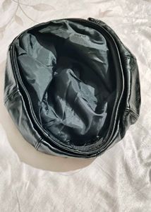 Black Leather Beret Hat