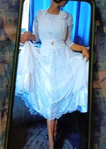 Vintage White Lace Midi Dress