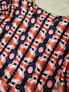 Patterned Midi Dress with Belt