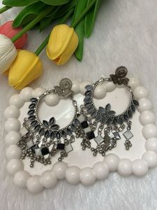Oxidised Chandbali Earrings