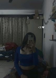 Royal Blue Square Neck Ribbed Top