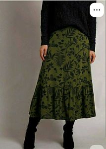 Women's Green Flared Skirt