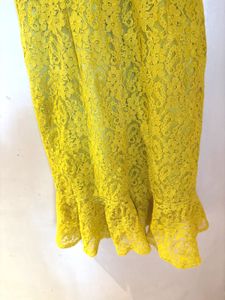 Yellow Lace Halter Mini Dress