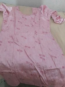 Pink Satin Silk Suit Set( Without Duppatta)