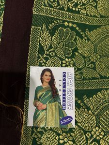 Elegant Green Floral Saree Fabric
