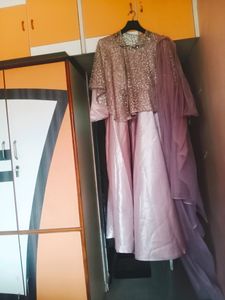 Plus Size Satin Cape Gown