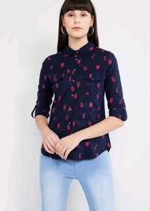 Navy Printed Shirt