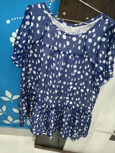 Blue Dress with white spot