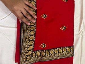 New red patches saree