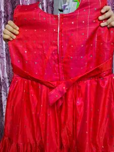 Festive Red &amp; Green Anarkali Dress