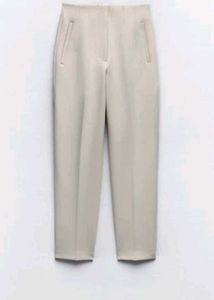 Zara High Waist off white Pant