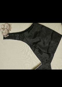 Silk Deep Neck Non Padded Blouse Woth Gota Lace Be