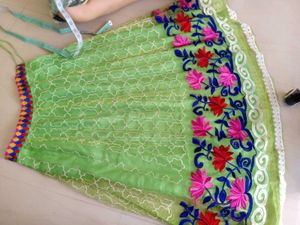 Green Floral Embroidered Skirt