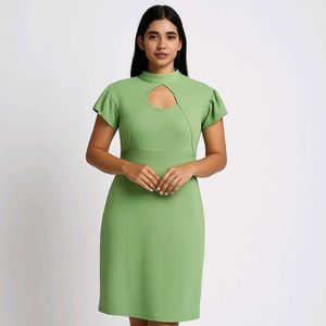 Green Bodycon Knee Length Dress