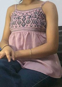 Lilac Embroidered Tank Top