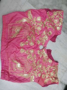 Pink Embroidered Readymade Saree Blouse
