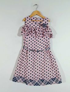 Pink Printed Dress For Girl's