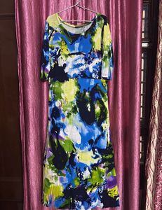 Colorful Abstract Print Maxi Dress