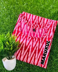 Red &amp; White Printed Kurta