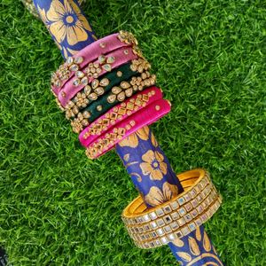 4 Combo Set Of Handcrafted Silk Thread Bangles Se