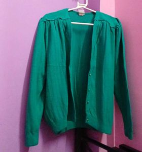 Green Button-Down Cardigan