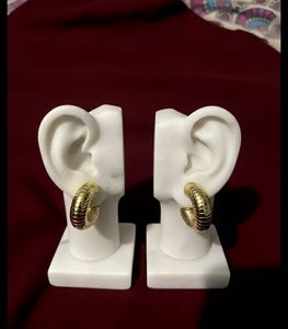Gold Ribbed Hoop Earrings