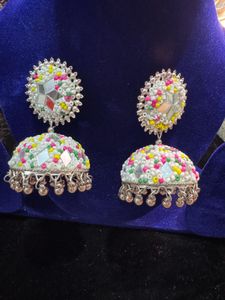 Handmade Mirror Jhumka Earrings