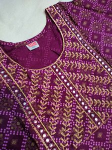 Purple Embroidered Mirror Work Kurti