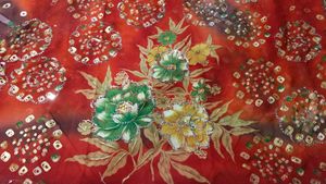 Elegant Red Floral Saree with stitch blouse