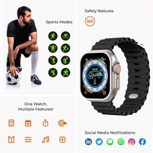 T800 Ultra Smart Watch with Beautiful Strap, Blue