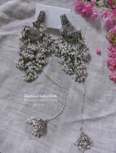 Ozidized Silver Layered Jhumka bunch Stud Earrings