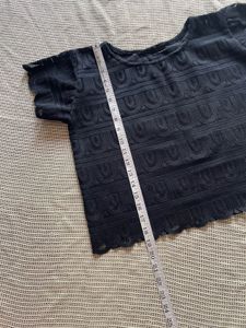 Black Textured Short Sleeve Top