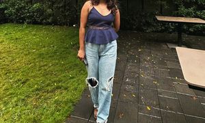 Navy Peplum Tank