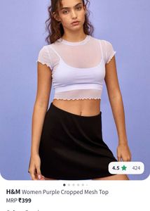 H&amp;M Black mesh sheer top + Freebie H&amp;M tee