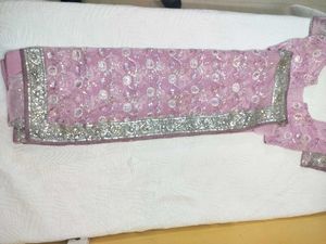 Pink Party Saree With Silver Work