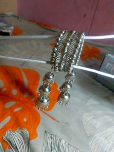 Stylish Silver Bangles (2 Designs)+Matching Jhumke