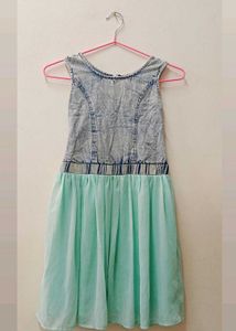 Cute Denim & Chiffon Dress