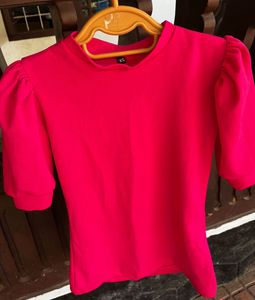 Casual Pink Top With Puff Sleve