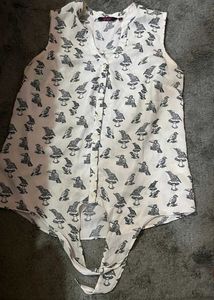 White Tie Knot Top By Ginger