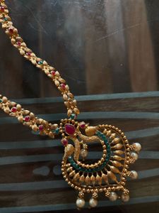 Elegant Gold-Toned Peacock Necklace
