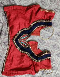 Red Embellished Saree And Blouse
