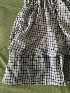 Checkered Ruffle Mini Skirt