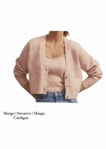 Mango Pink Pearl Embellished Cardigan
