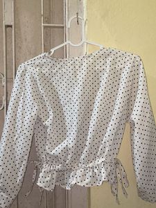 Polka Dot Blouse with Tie Detail