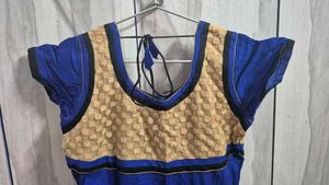 Blue &amp; Gold Embroidered Dress