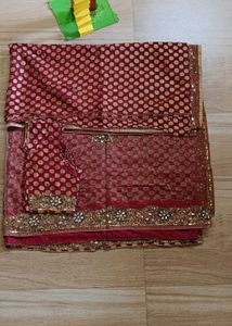 Cute heavy Saree with fancy blouse