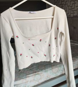 Floral Embroidered Crop Top
