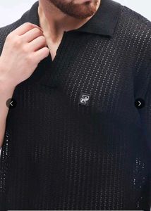 Black Knit Polo Shirt
