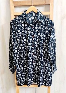 Black Printed Cotton Shirt Size-36