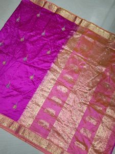 Pink & Gold Embellished Sari